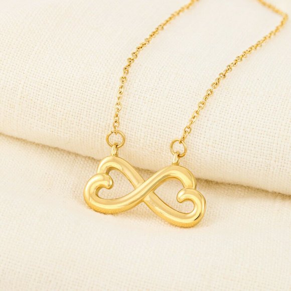 18K Gold Infinity Heart Necklace Pendant wife gift - Picture 4 of 5